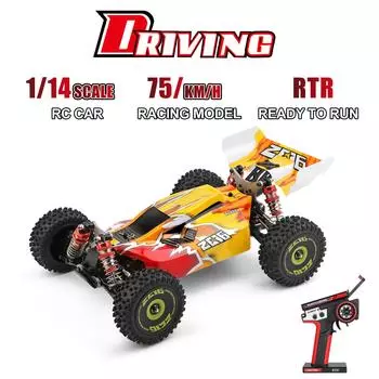 Wltoys XKS 144010 Радиоуправляемый внедорожник, высокая скорость 75 км/ч 1/14 2,4 ГГц гоночный автомобиль 4WD RTR 2 battery жёлтый