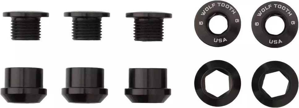 Wolf Tooth Set of 5 Chainring for 1X 5 black 6mm Bolts+Nuts - pcs.