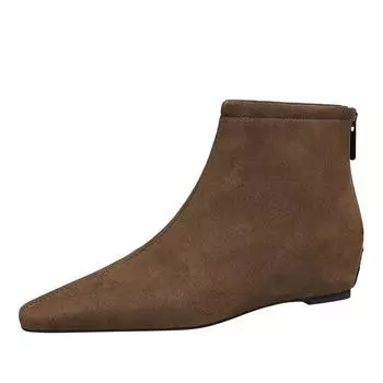 Woman Brown Internal Height Increase Short Boots Fashion Ankle Boots Square Head Female Boots 2024 Autumn Outdoor Casual Boots 36