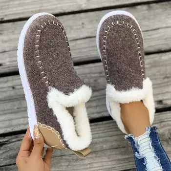 Women Boots 2024 Winter New Thick Soled Snow Boots Women with Thick Fury and Warmth Large Size Sewing Bag Cotton Shoes for Women 36 верблюд