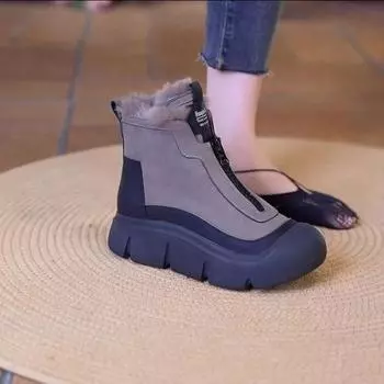 Women Boots High Quality Lace Up Boots Color Matching Vulcanize Shoes Winter Warm Outdoor Casual Shoes for Women Botas De Mujer 35