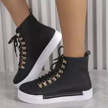 Women Boots New Fashion Flat Casual Platform Ankle Boots Women Winter Trend Fad Running Walking Shoes for Woman Botas De Mujer 36 чёрный