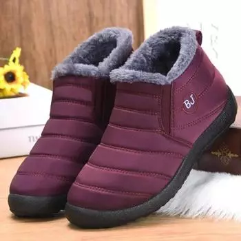 Women Boots Slip on Winter Boots Trend Winter Shoes for Women Booties Short Waterproof Snow Fur Boots Ankle Bota Feminina 36 серый