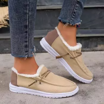 Women Boots Winter 2024 New Thick Bottom Snow Boots Women Plus Velvet Thickened Hairy Big Size Cotton Shoes Woman Botas De Mujer 36 бежевый