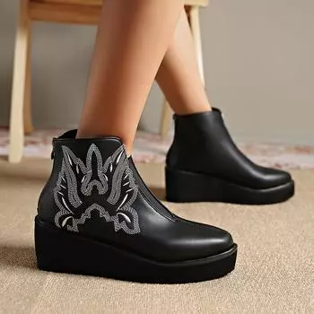 Women Boots Winter Autumn Wedges Short Boots Women High Heels Snow Boots Short Plush Internal Increased Platform Shoes for Women 36 коричневый