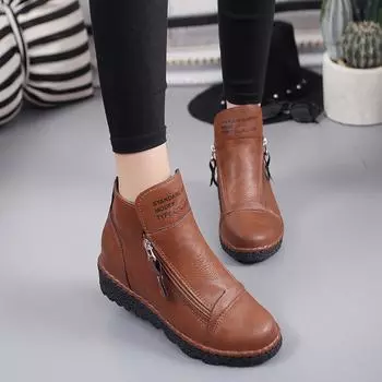 Women Casual Sneakers White PU Platform Shoes Ladies Wedge Tnis Fashion Black Side Zipper Vulcanized Shoes Zapatos Para Mujeres 35 чёрный