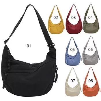 Women Dumpling Shoulder Bag Large Capacity School Satchel Bag Girls Travel Bag чёрный