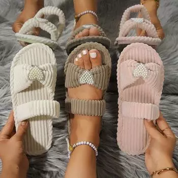 Women Flat Slippers Spring and Autumn Shallow Sandals Comfortable Suede Breathable Fashion Slippers Hot Designer Slides Women 36-37 бежевый