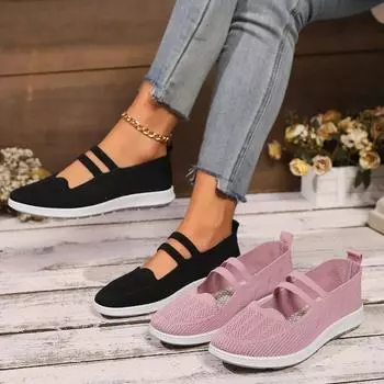 Women Flats Shoes Mesh Breathable Soft Bottom Non-slip Flat Shoes Shallow Mouth Set Foot Single Loafers Fashion Shoes for Women 36 чёрный
