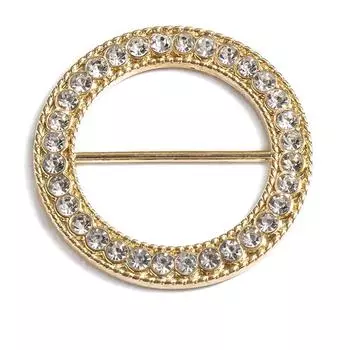 Women Gift Geometric Three-ring Round Crystal Pearl Scarf Buckle Scarf Ring Shawl Clip Brooch 06