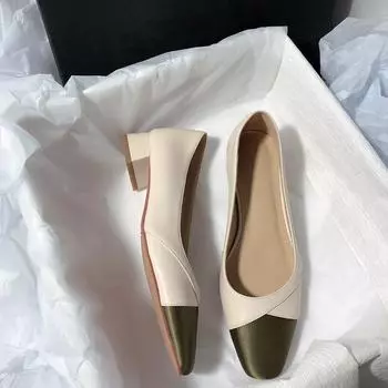 Women Heeled Shoes Mid Heels Rubber Sole Zapatos Mujer Elegant Ladies Spring Summer Autumn Shallow Outdoor Mary Jane 34 абрикосовый