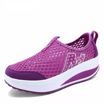 Women Mesh Flat Shoes Sneakers Platform Shoes Woman Loafers Breathable Air Mesh Swing Wedges Shoe Breathable Flats 35 чёрный