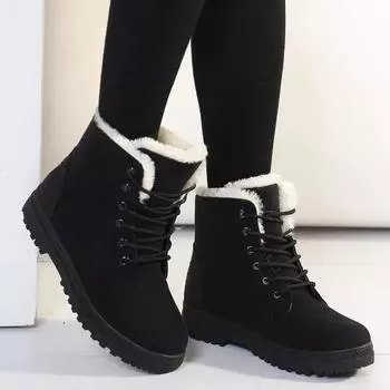 Women new winter snow boots Outdoor non slip thick cotton shoes keep warm Low Heels Short Boot Casual comfort female shoe Mujer 39 чёрный