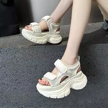 Women Platform Sandals Beach Chunky Sandals Summer Wedge Platform Sandals Casual Peep Toe Soft Female Roman Beach Shoes 35-39 35 чёрный