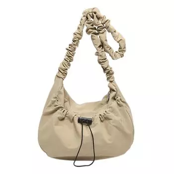 Women Ruched Shoulder Bag Adjustable Strap Pleated Crossbody Bag Large Capacity Drawstring Satchel Bag Female Daily Bag чёрный