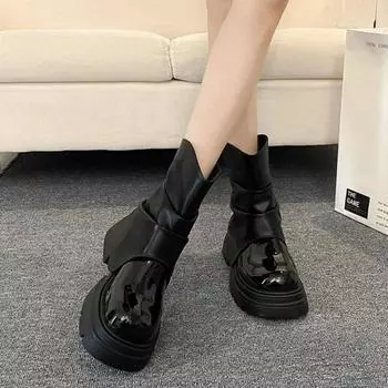 Women s Ankle Boots Black Trend 2024 Autumn Female Short Shoes Sale Chic and Elegant Spring New Booties Rock Winter In Footwear 35