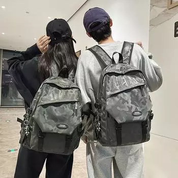 Women s Backpack Student Retro Camouflage Schoolbag Men s Large Capacity Computer Travel Backpack чёрный