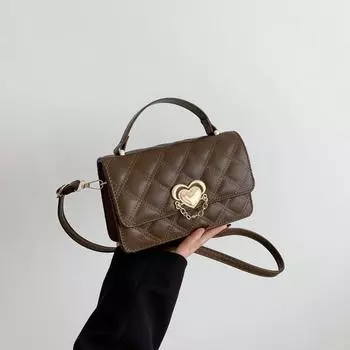 Women s bag 2024 winter new classic rhombus small lock chain advanced texture versatile commuter shoulder oblique span bag хаки