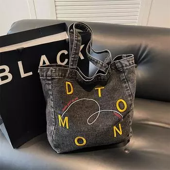 Women s bag 2025 commuter hand carry storage bag going out large capacity letter shoulder bag bag чёрный