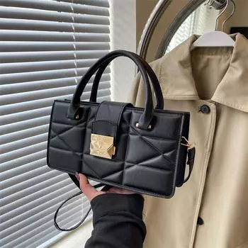 Women S Bag Fashion Portable Small Square Bag Texture Pu Pressure Shell Handbag Niche Versatile Shoulder Bag белый