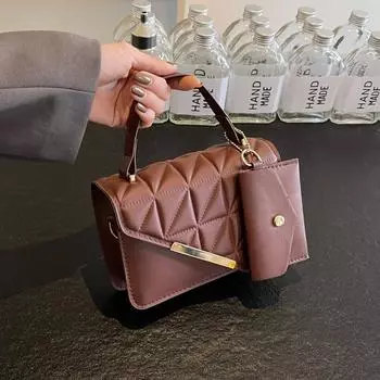 Женская сумка на новой маленькой квадратной сумке Модная сумка через плечо Текстура Прессованная ракушка Сумка-мессенджер Простая сумочка коричневый