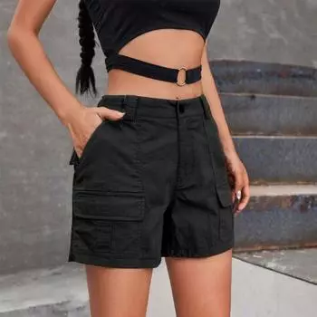 Women s Cargo Shorts Casual Knee Length Bermuda Cargo Shorts with Pockets Summer Baggy L серебряный