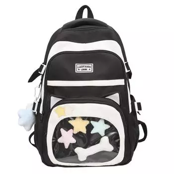Women s Cartoon Large Capacity Schoolbag Senior High School Student Backpack синий