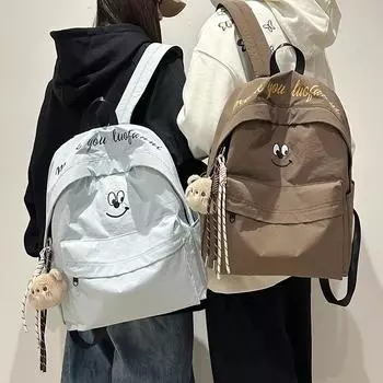 Women s Cartoon Schoolbag Junior High School Students Backpack Men Large Capacity Computer Backpack кофейный