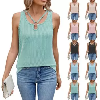 Women s Casual Comfortable Adjustable Sexy Backless Fashionable Textured Tops Vest L бежевый