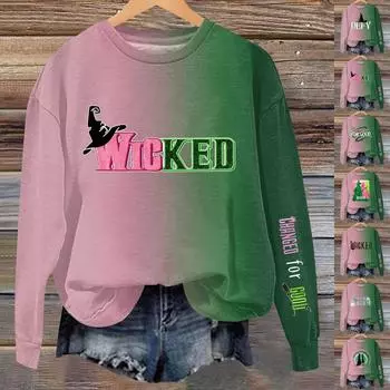 Women s Casual Loose Round Neck Long Sleeve Hoodie S розовый