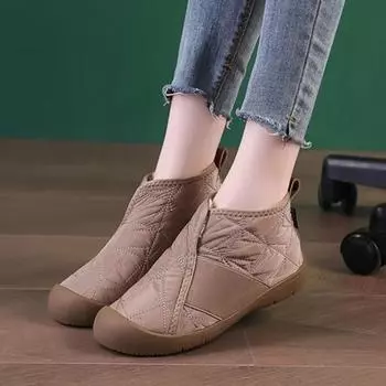 Women s Cotton Shoes Plush Warm 2024 Winter New Fashion Snow Boots Waterproof Anti Slip Comfort Plus Size 44 Casual Cotton Boots 35 чёрный