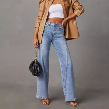 Women s Denim Classic Versatile High Waist Fashionable Trousers L