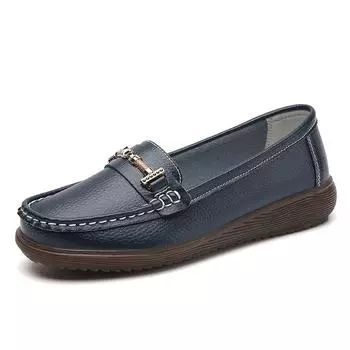Women s fashion casual large size comfortable spring and autumn anti-slip wear flat soft leather shoes loafers designer 35