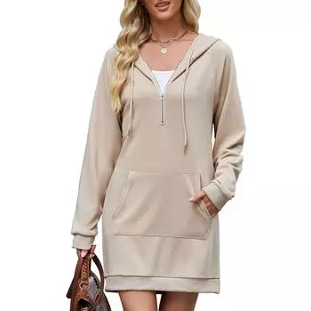 Women s Fashionable Long-sleeved Pullover And Solid-color Sweatshirt S бежевый