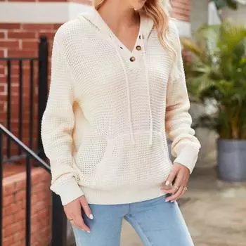 Women s Fashionable Long-sleeved Pullover And Solid-color Sweatshirt L бежевый