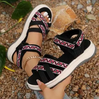 Women s Flat Sandals Summer Sneakers Platform Elegant Fashion Leisure Offer Comfortable Plus Size 35 бежевый