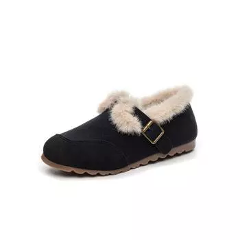 Women s fur integrated plush lining one foot stirrup warm cold lightweight hiking waterproof non-slip soft sole shoes Lefebvre 35 чёрный
