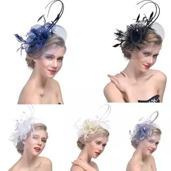 Женская повязка на голову и шляпа-зажим Fascinator Wedding Party Race Royal Ascot темно-синий