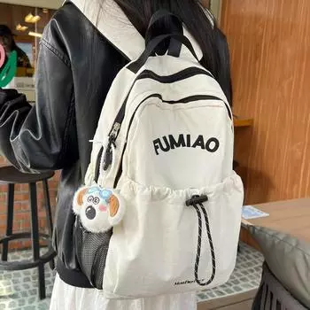 Women s Letter Backpack Campus Style Middle School Student Schoolbag Men Large Capacity Backpack хаки