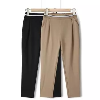 Women s Pants Summer Seven Quarter Pants Mom Straight Leg Pants Thin High Waisted Loose Casual Pants XXXXXL чёрный