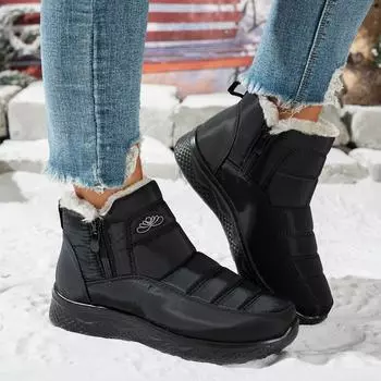 Women s Platform Snow Boots Winter Warm Waterproof Ankle Booties With Fur Lined Comfortable Walking Shoes Non-Slip Outdoor Short Boots for Women 35