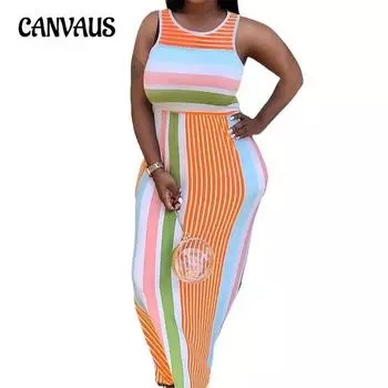 Women s Plus Size Round Neck Striped Fashion Printed Street Sexy Dress 1XL синий