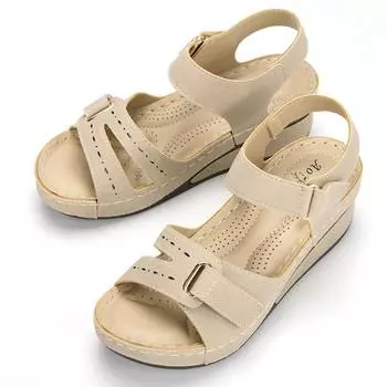 Women s Sandals Wedge Elegant High Heel Platform Lightweight Wedge Shoes Special Offer Women s Shoes 2024 Summer Sandals 35 бежевый