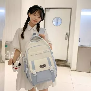 Women s Schoolbag Junior High School Students Backpack Primary School Students Third To Sixth Grades Contrast Color Stitching Backpack чёрный