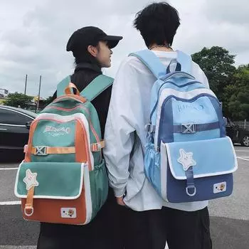 Women s Schoolbag Primary School Students Third To Sixth Grade Large Capacity Stitching Backpack Student Backpack чёрный