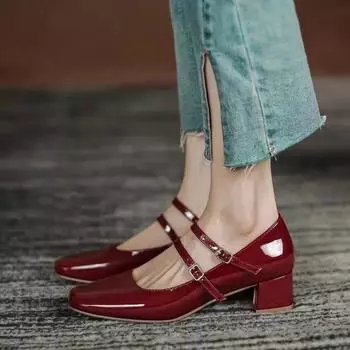 Women s Shoes 2025 New Shallow High Heels Fashion Women Shoes Buckle Strap Dress Pumps Women New Plus Size Heels Women Zapatos 35 красный