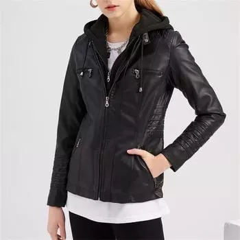 Women s Slim Leather Stand Collar Zip Motorcycle Suit Belt Coat Jacket Tops XXXXXXL