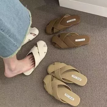 Women s Slippers and Ladies Sandals Flat Round Toe Shoes Plaid Slides Mules Original Easy Wears 39 Top Designs Pvc Shoe Stylish 35