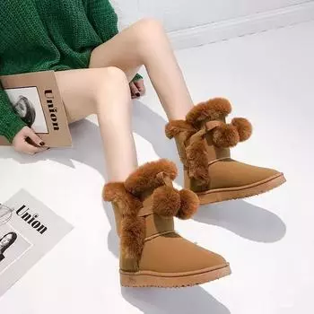 Women s Snow Boots Platform Plus Warm Elegant With Medium Heels Ladies Shoes Chunky Boot Pu Work High Quality Padded Comfrtable 35