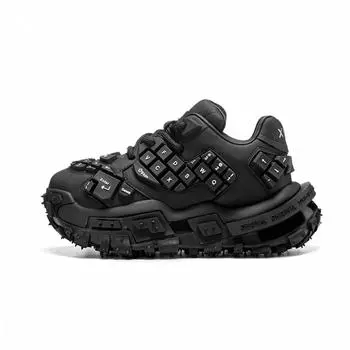 Women s Sports Shoes Keyboard Shape Lace Up Thick Sole Trend Women Shoes 2025 Creativity Leisure Personality Zapatillas De Mujer 35 чёрный